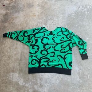 🎉Host Pick🎉 Vintage Holiday Top -Kelly Green Velour Sweatshirt- 1970s 1980s